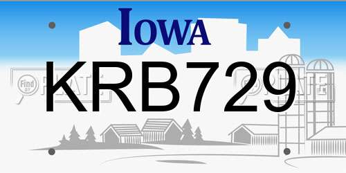 KRB729 Iowa License Plate