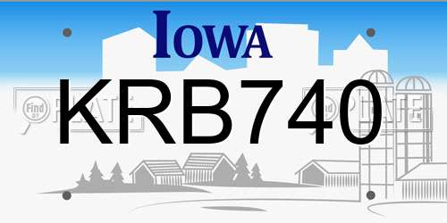 KRB740 Iowa License Plate