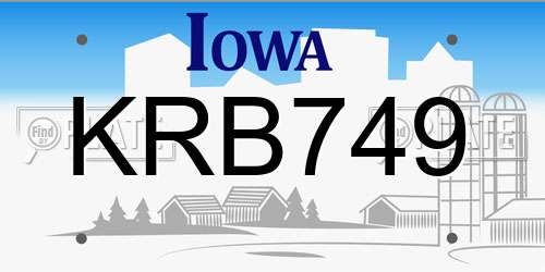 KRB749 Iowa License Plate