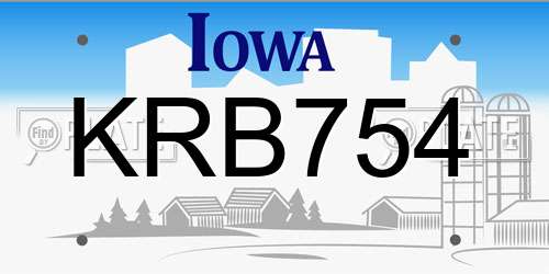 KRB754 Iowa License Plate