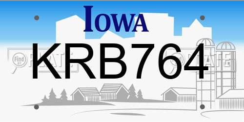 KRB764 Iowa License Plate