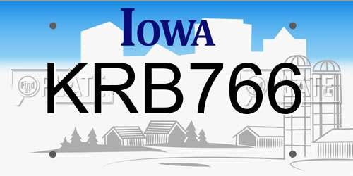 KRB766 Iowa License Plate