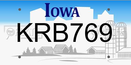 KRB769 Iowa License Plate
