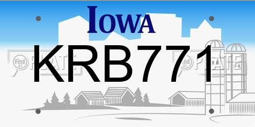 KRB771 Iowa License Plate