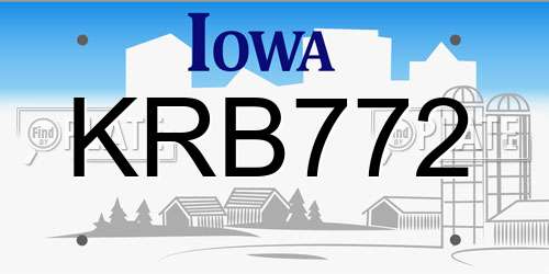 KRB772 Iowa License Plate