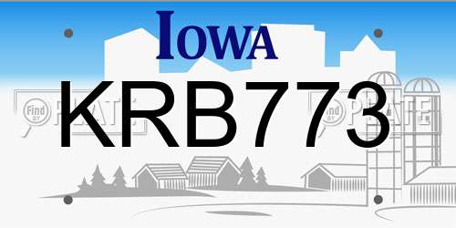 KRB773 Iowa License Plate