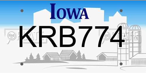 KRB774 Iowa License Plate