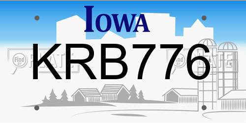 KRB776 Iowa License Plate