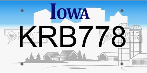 KRB778 Iowa License Plate