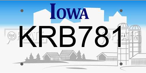 KRB781 Iowa License Plate
