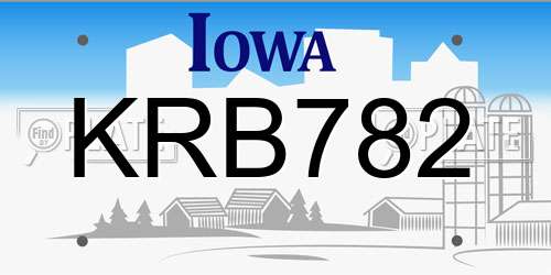 KRB782 Iowa License Plate