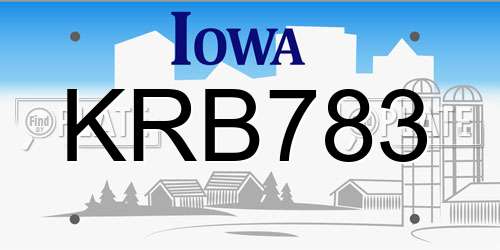 KRB783 Iowa License Plate