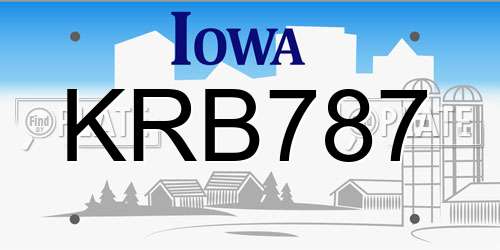 KRB787 Iowa License Plate