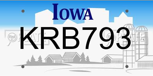 KRB793 Iowa License Plate