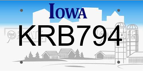 KRB794 Iowa License Plate