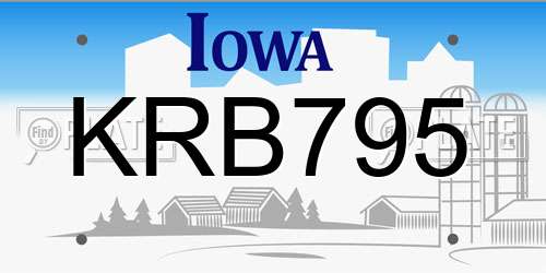 KRB795 Iowa License Plate
