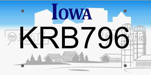 KRB796 Iowa License Plate