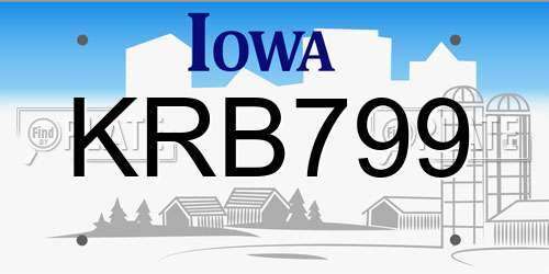 KRB799 Iowa License Plate