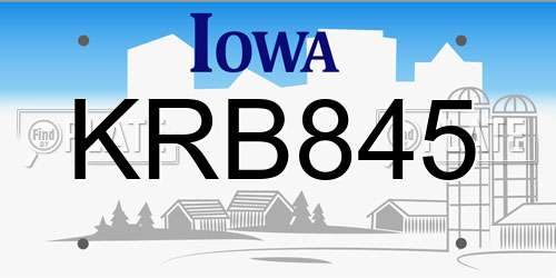 KRB845 Iowa License Plate
