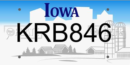 KRB846 Iowa License Plate