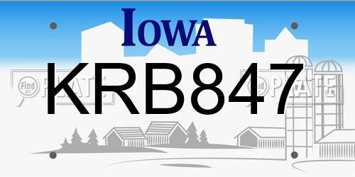 KRB847 Iowa License Plate
