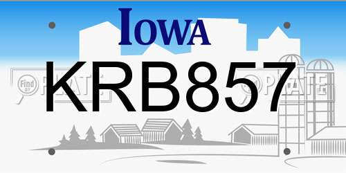 KRB857 Iowa License Plate
