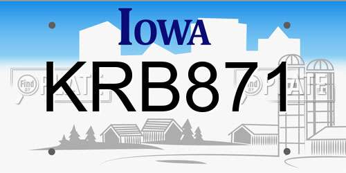 KRB871 Iowa License Plate
