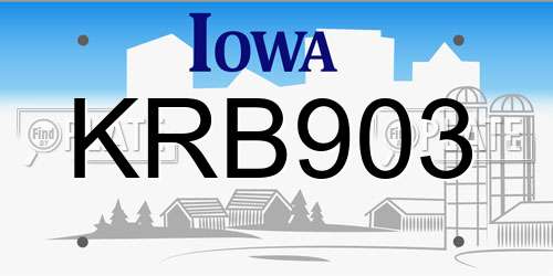 KRB903 Iowa License Plate