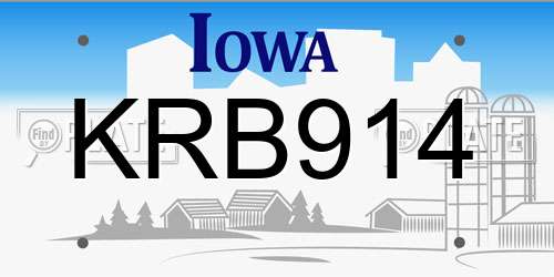 KRB914 Iowa License Plate