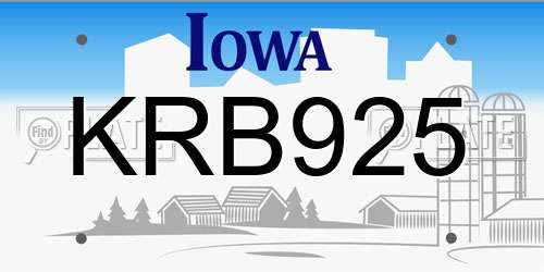 KRB925 Iowa License Plate