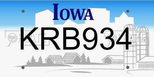 KRB934 Iowa License Plate