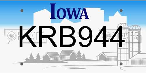 KRB944 Iowa License Plate