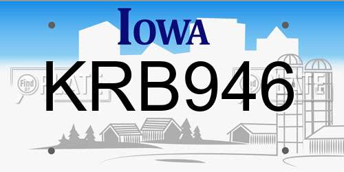 KRB946 Iowa License Plate
