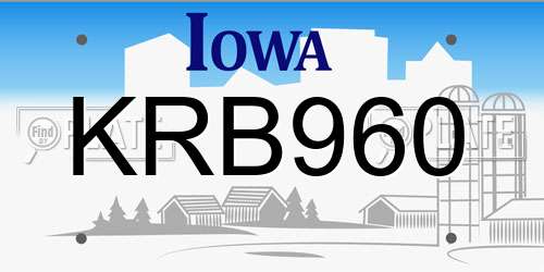 KRB960 Iowa License Plate