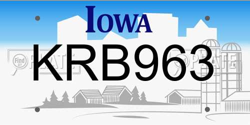 KRB963 Iowa License Plate