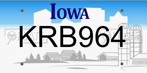 KRB964 Iowa License Plate