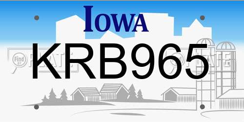 KRB965 Iowa License Plate