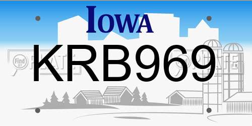KRB969 Iowa License Plate