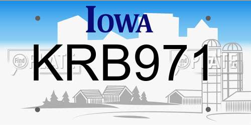 KRB971 Iowa License Plate