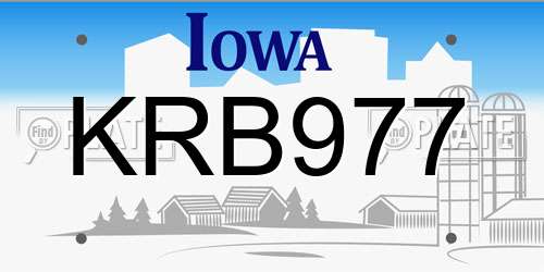KRB977 Iowa License Plate
