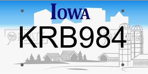 KRB984 Iowa License Plate