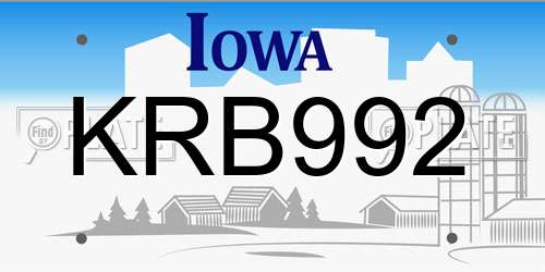 KRB992 Iowa License Plate