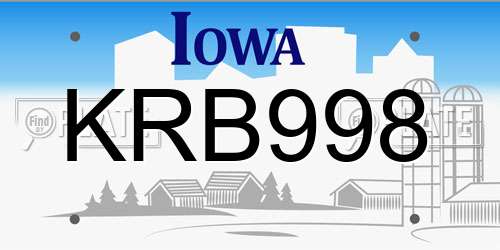 KRB998 Iowa License Plate