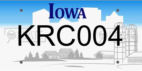 KRC004 Iowa License Plate