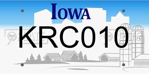 KRC010 Iowa License Plate