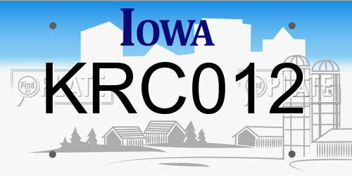 KRC012 Iowa License Plate