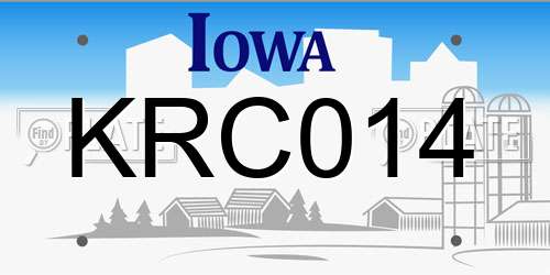 KRC014 Iowa License Plate