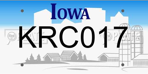 KRC017 Iowa License Plate