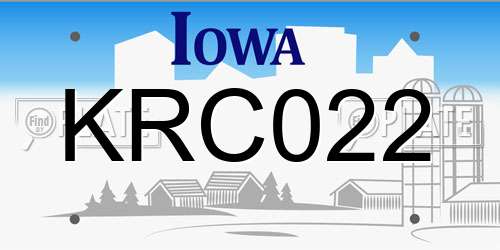 KRC022 Iowa License Plate