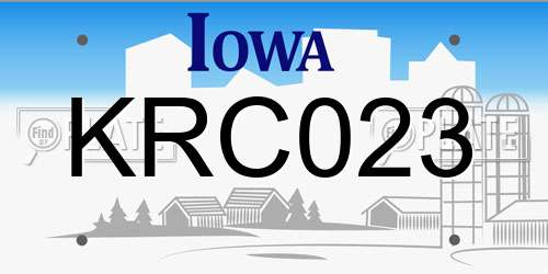 KRC023 Iowa License Plate